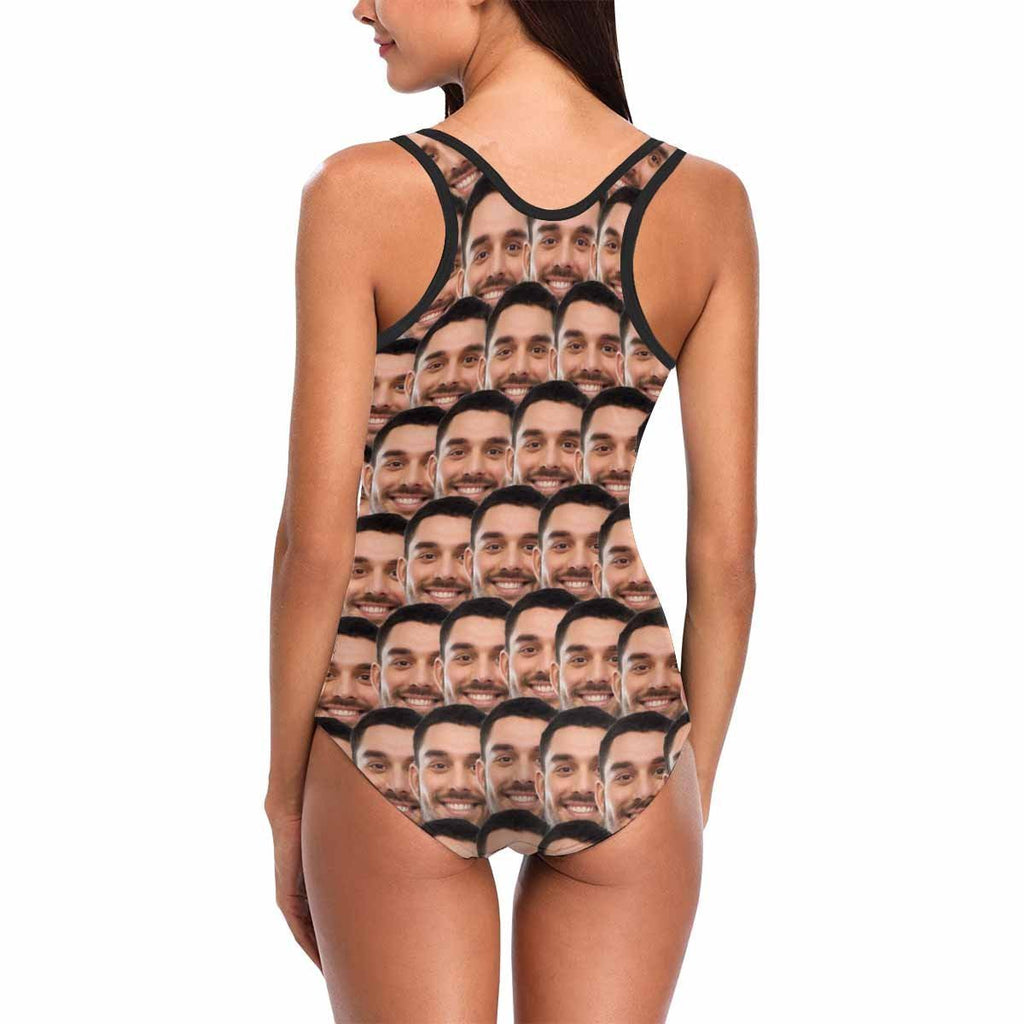 Custom Face Swimwear Women's Photo Slip One Piece Swimsuit - Mash