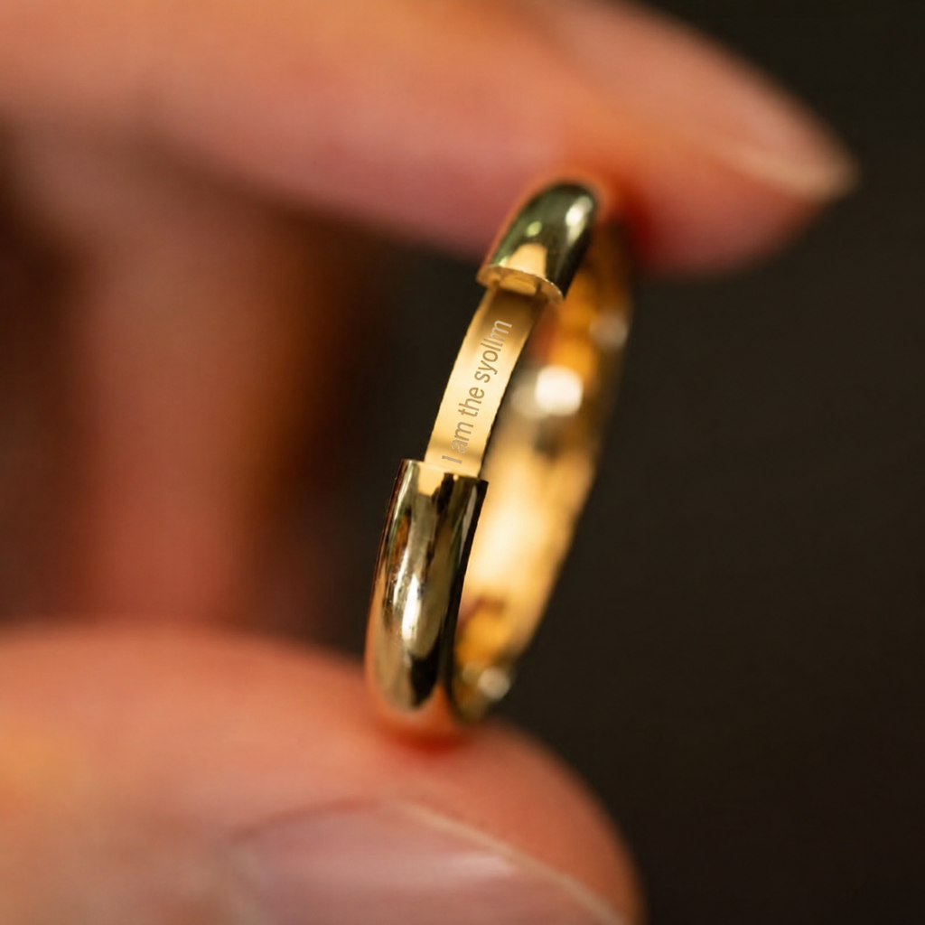 Engraved Hidden Message Ring: Gold-Plated Keepsake Gift for her