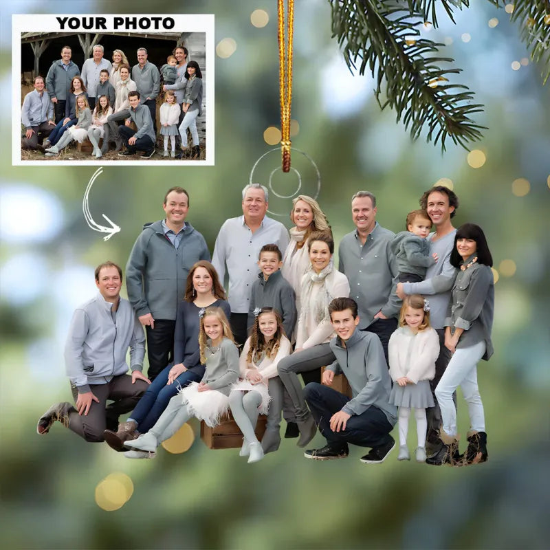 Family Photo Customized Ornament Family Forever - Personalized Photo Ornament - Christmas Gift For Family Members