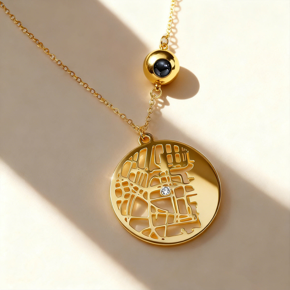 Custom Photo projection Necklace Cherished Spot Map Necklace Gemstone Necklace Gift for Her Anniversary Gift