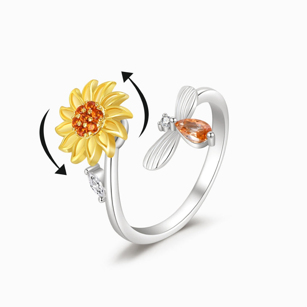 Anxiety Ring Anxiety Relief Decompression Daisy Adjustable Ring Jewelry Gift for Her