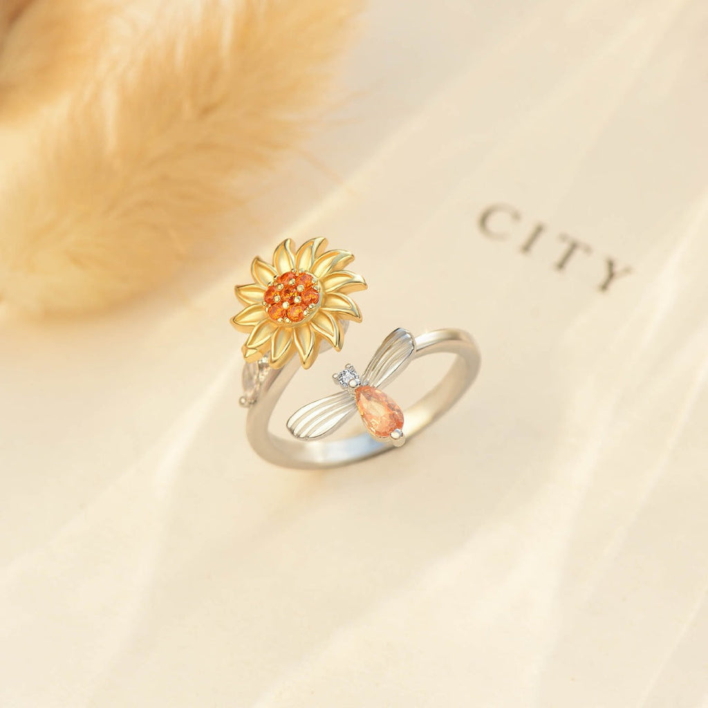 Anxiety Ring Anxiety Relief Decompression Daisy Adjustable Ring Jewelry Gift for Her