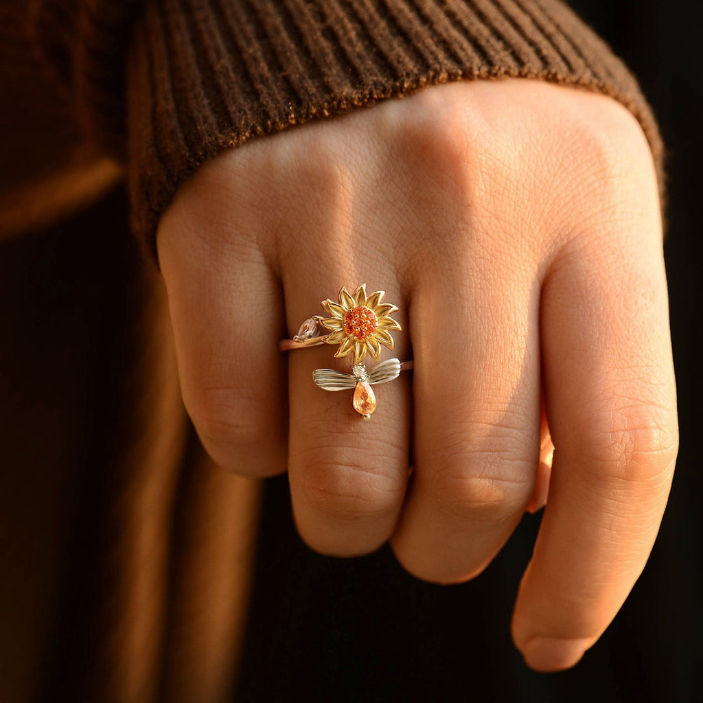 Anxiety Ring Anxiety Relief Decompression Daisy Adjustable Ring Jewelry Gift for Her