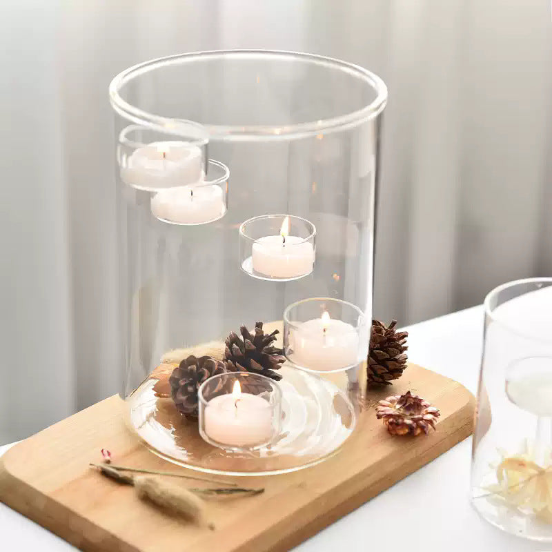 Halloween Multi-Tier Glass Hurricane Tealight Candle Holder Large Spiral Floating Glass Votive Holder for Pumpkin Candles Spooky Fall Table Centerpiece Halloween Party Decor