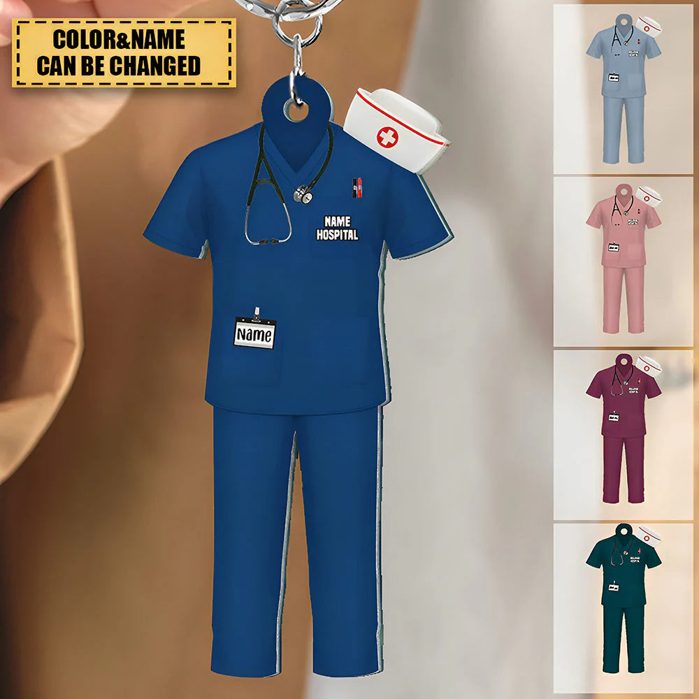 Custom Nurse Uniform Personalized Acrylic Keychain With Text Unique Gift For Nurse