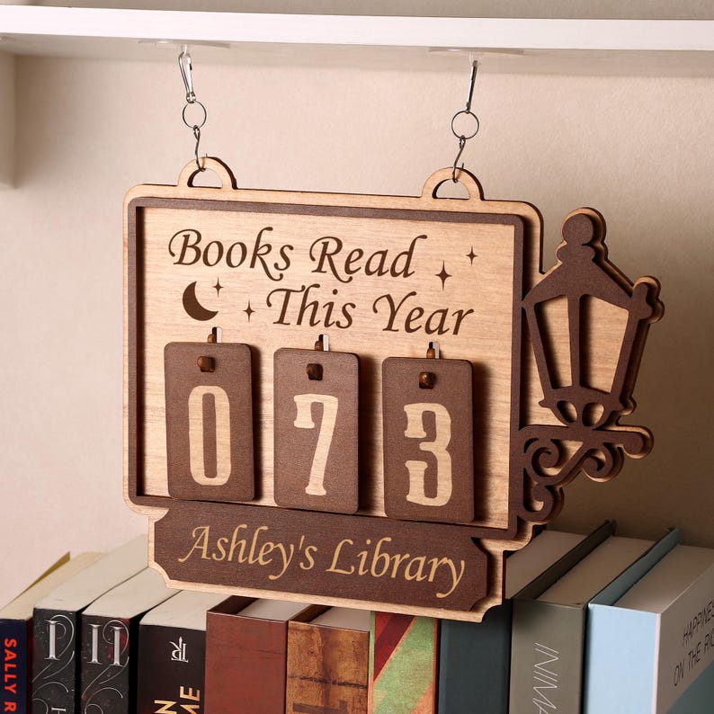 Personalized Books Read Tracker Books Read This Year Bookshelf Counter Bookish Decor Bookish Gift Gift for Readers Book Lovers Gift