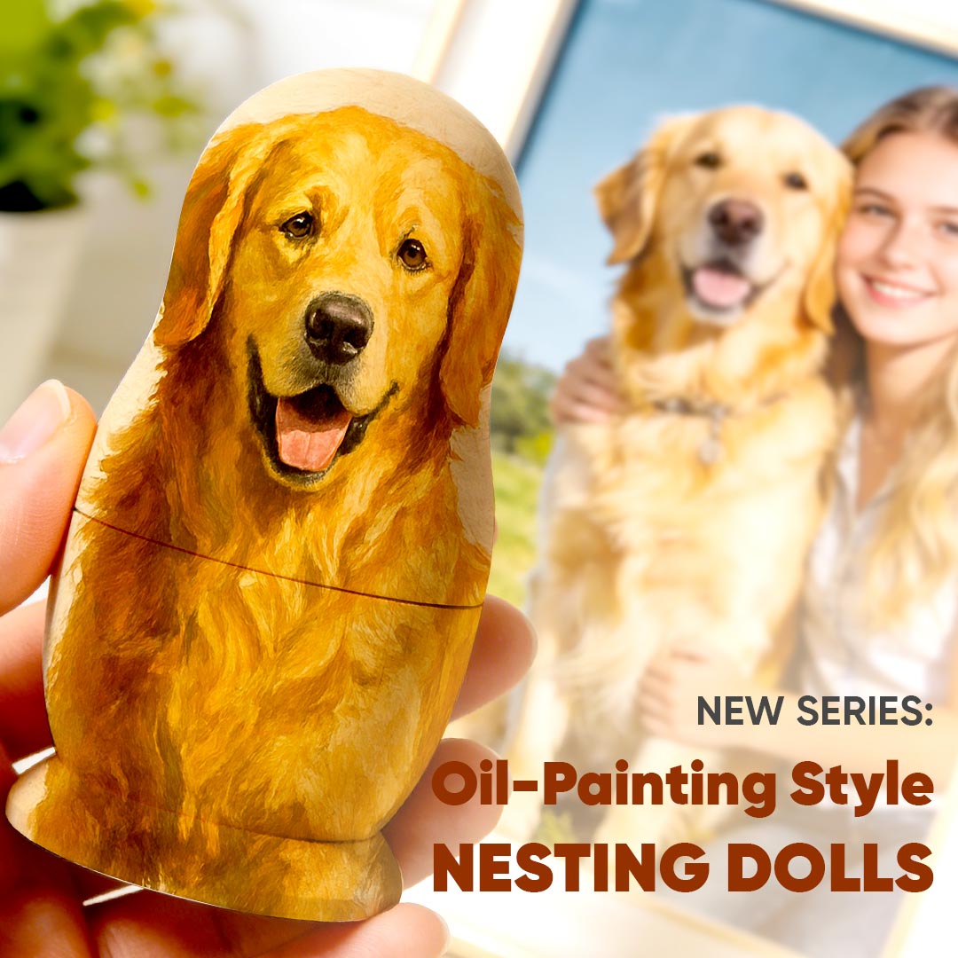Personalized Portrait Nesting Doll Custom Photo Oil Painting Style Gift for Dad Family Matryoshka Doll Christmas Gift