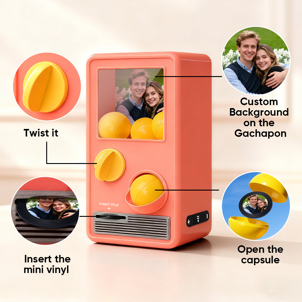 TT ALL Personalized Music and Photo Music Gachapon Machine Custom Song Mini Record Box Retro Gifts for Her Christmas Gifts