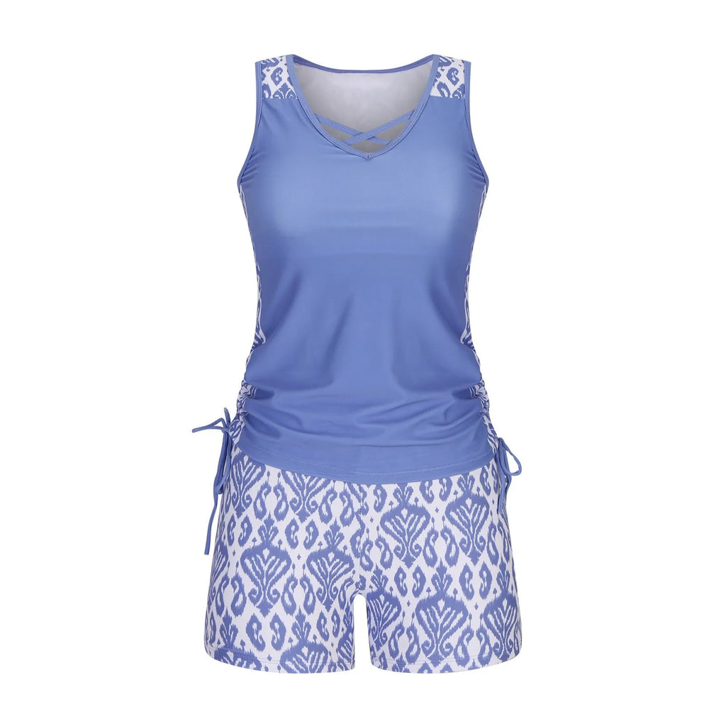 ⏰LAST DAY 60% OFF - Miraclesuit Women's Tummy Control Tankini Set with Built-In Bra – Flattering Boho Swimwear with Shorts🔥