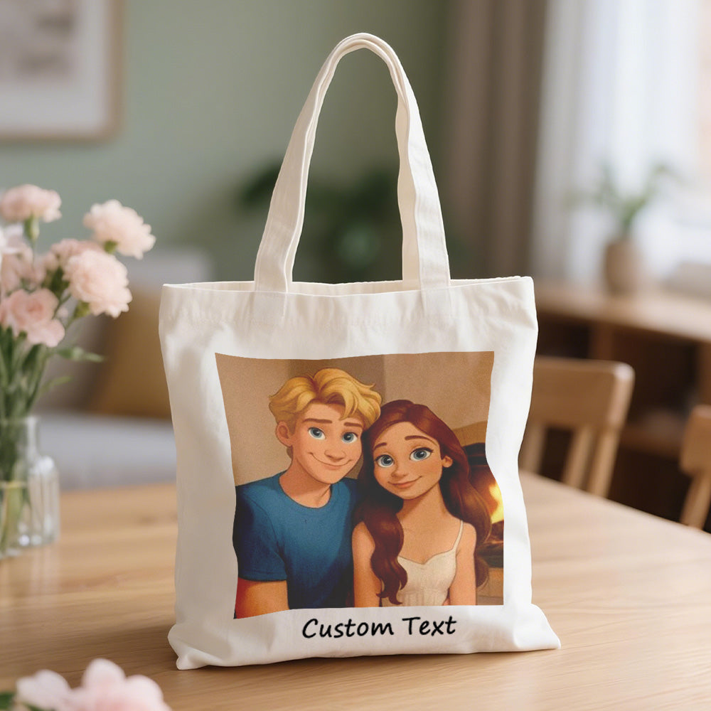 Custom Photo Canvas Bag Personalized Cartoon Anime Effect Photo Engraving Canvas Bag Unique Gift