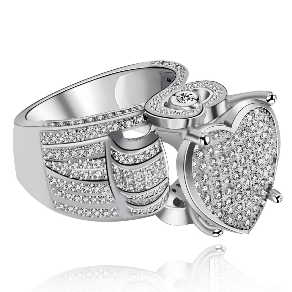 Heart Cluster Engagement Love Ring Gift For Lover