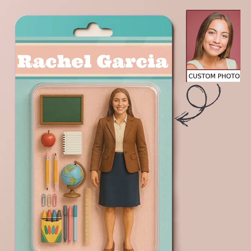 Custom 3D Effect Action Figure Pack Packaging Toy Box Style Art Gift Personalized Acrylic Car Hanger Gift for Dad