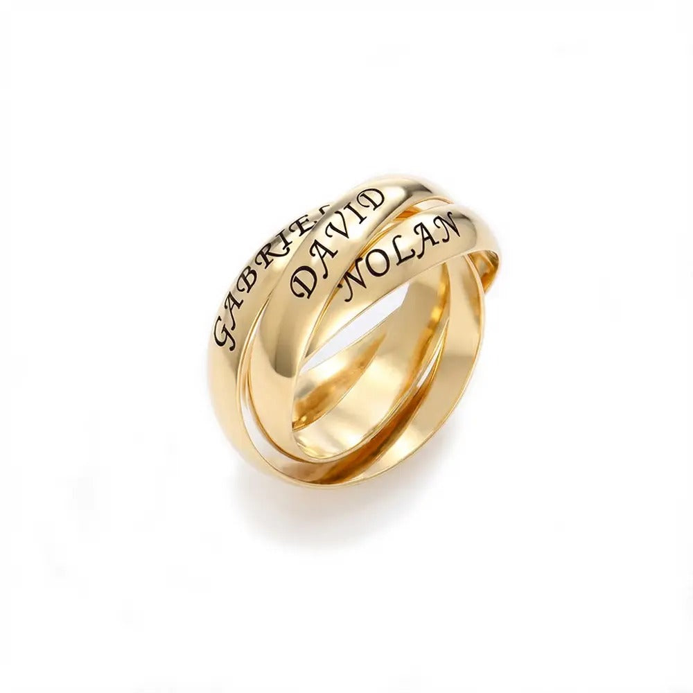 Three Interlocking Birthstone Rings – Personalized Triple Band Ring Gift for Her