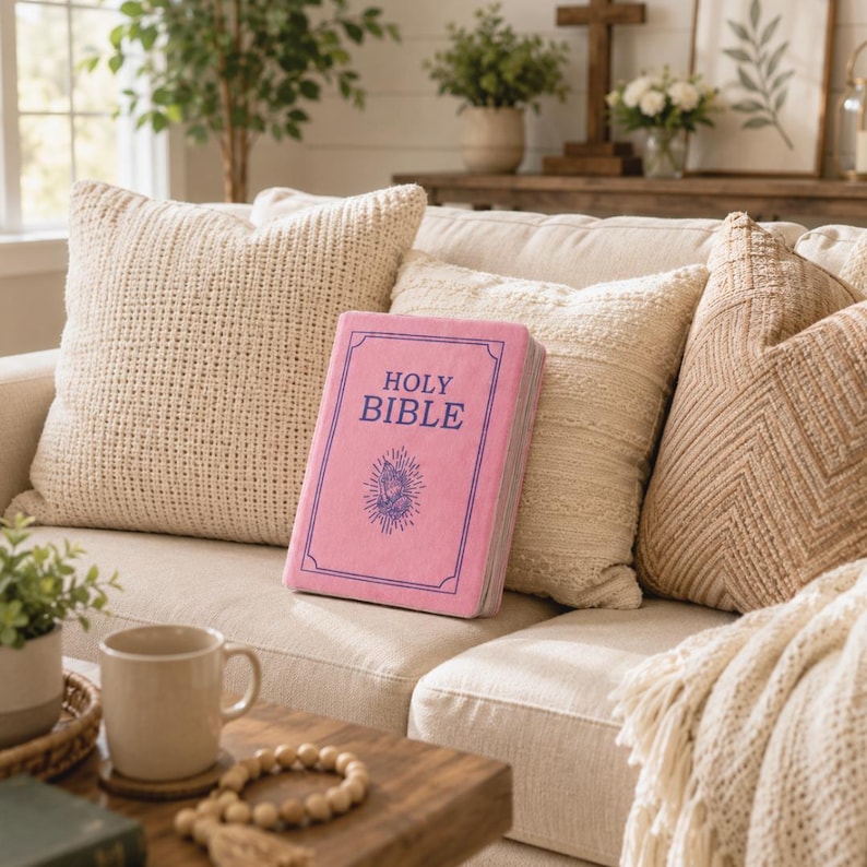 Bible Book Pillow – Book-Shaped Plush Cushion with Flip Pages, Religious Home Decor, Christian Gift & Novelty Pillow