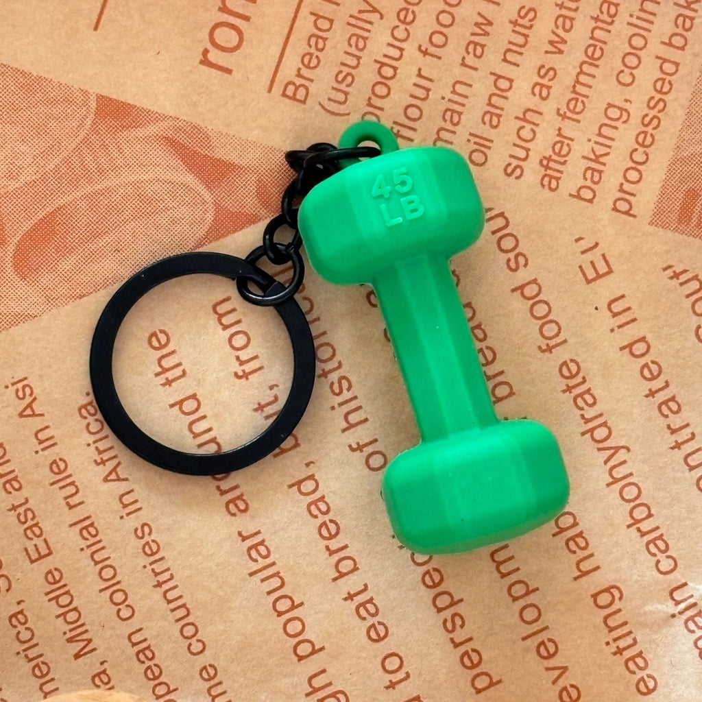 Dumbbell Keychain Accessories Equipment Pendant Metal Rubber Mini Backpack Keychain