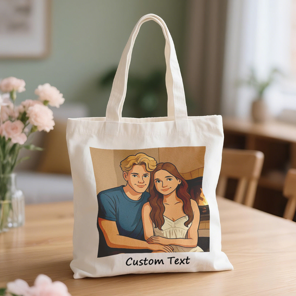 Custom Photo Canvas Bag Personalized Cartoon Anime Effect Photo Engraving Canvas Bag Unique Gift