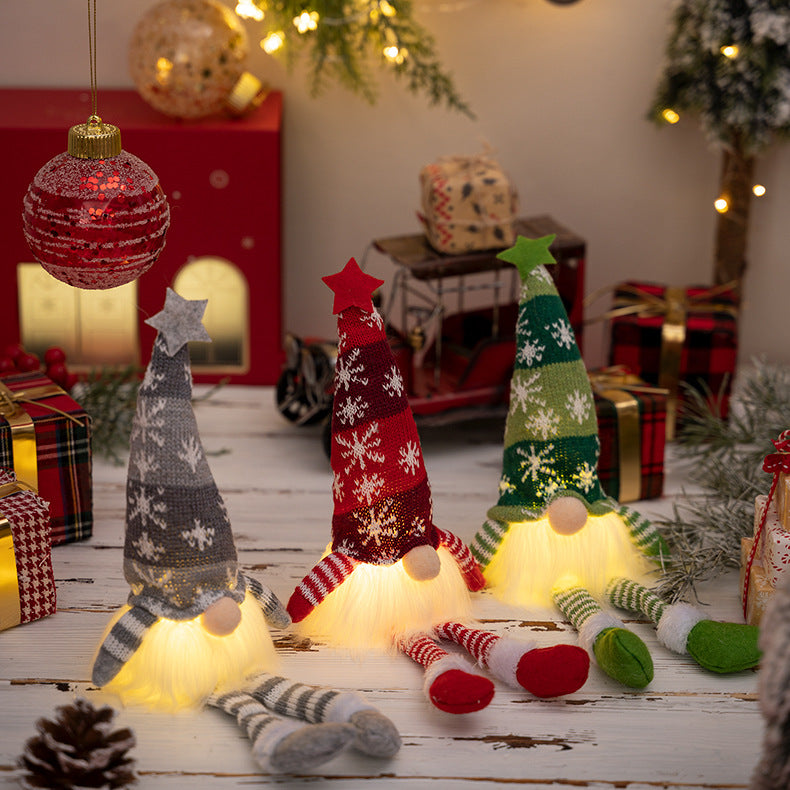 Glowing Gnome Christmas Faceless Dwarf LED With Batteries Doll Merry Christmas Home Decoration Navidad Natal Gift Red Grey Green Doll Xmax Gifts