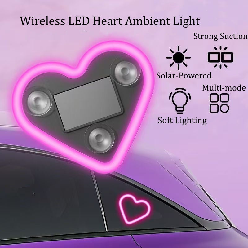 Solar-Powered Heart Car Light LED Decorative Window Lamp  Auto Exterior Solar Energy Mood Light