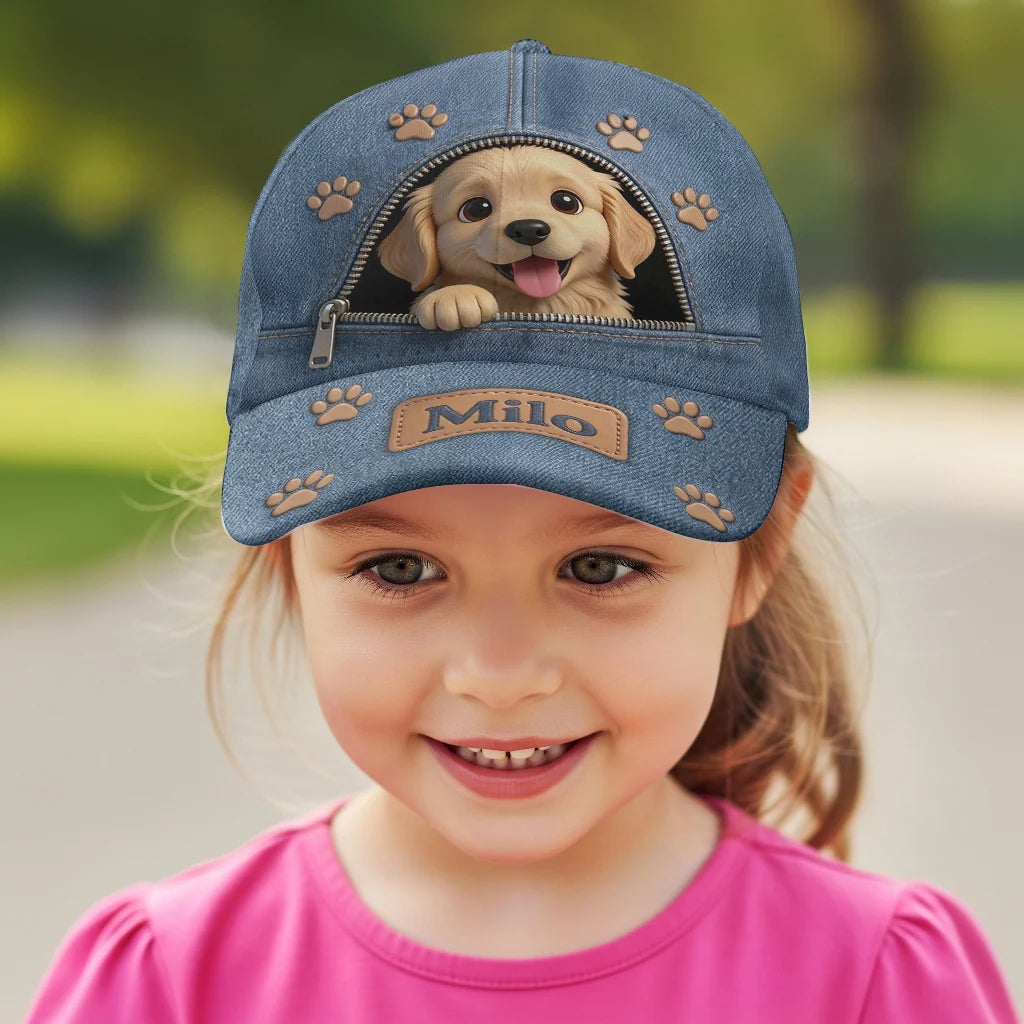 Personalized Dog Photo Hat | Custom Pet Portrait Baseball Cap, Dog Lover Gift, Embroidered Dog Face Cap for Men & Women