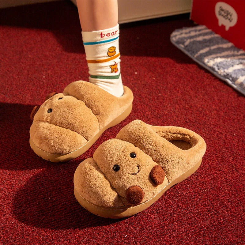 Plush Soft Croissant Slippers Comfortable and Non-Slip Indoor Home Shoes