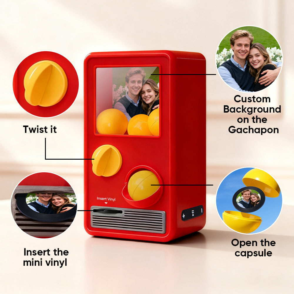 TT ALL Personalized Music and Photo Music Gachapon Machine Custom Song Mini Record Box Retro Gifts for Her Christmas Gifts