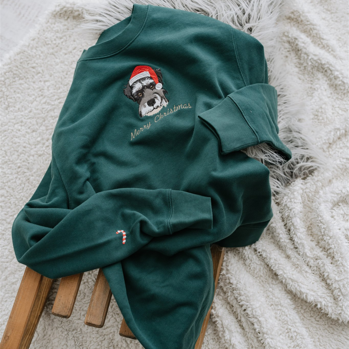 Embroidered Pet Portrait Organic Christmas Jumper Sweatshirt Hoodies