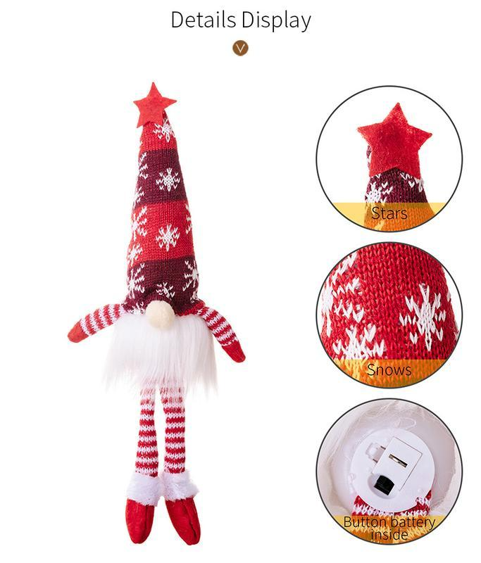 Glowing Gnome Christmas Faceless Dwarf LED With Batteries Doll Merry Christmas Home Decoration Navidad Natal Gift Red Grey Green Doll Xmax Gifts