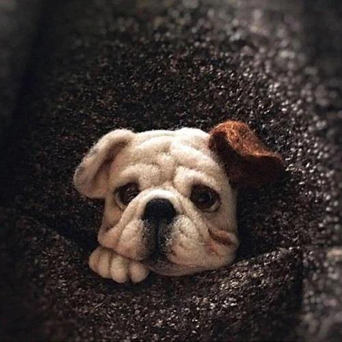 Custom Needle Felted Dog Brooch, Cute Felt Pet Pin, Ideal Gift for Birthdays & Friends