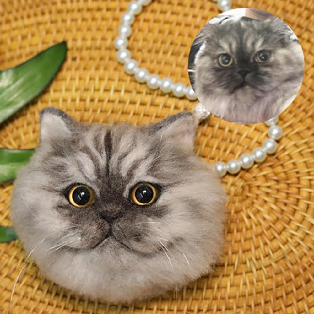Needle Felted Cat Car Pendant, Custom Needle Felting Pet Car Accessories, Handmade Gift for Pet Lovers