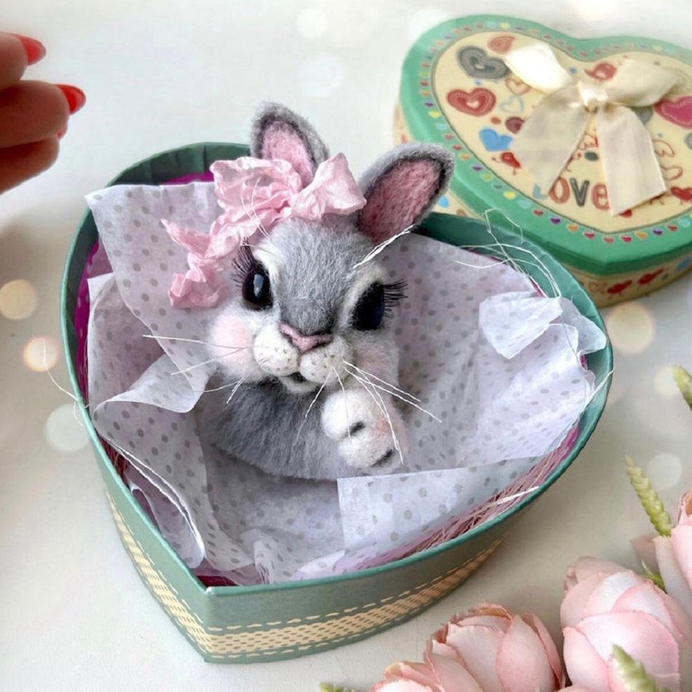 Custom Handmade Hare Keyring, Needle Felted Hare, Gift for Rabbit Lovers
