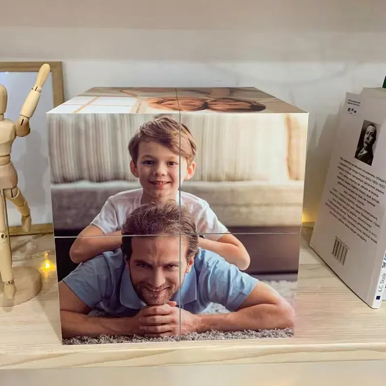 Personalized Photo Frame Multiphoto Colorful Rubic's Cube Gift for Couples