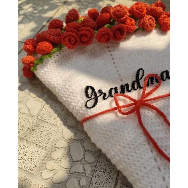 Hand-woven Rose Blanket DIY Kit & Ready-Made Gift for Mother's Day Valentine's Day