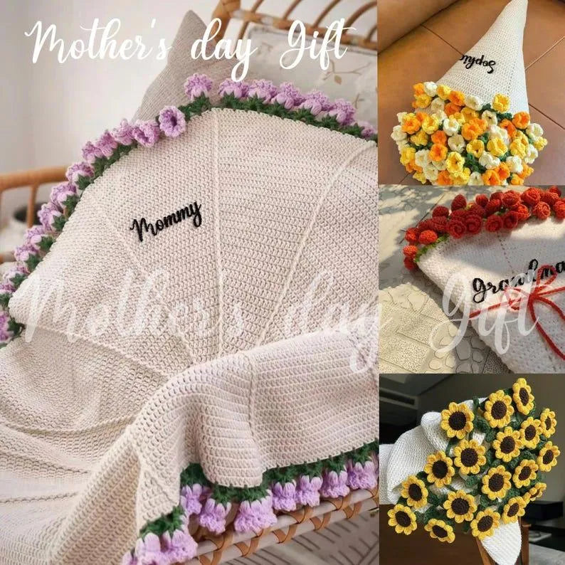 Hand-woven Rose Blanket DIY Kit & Ready-Made Gift for Mother's Day Valentine's Day