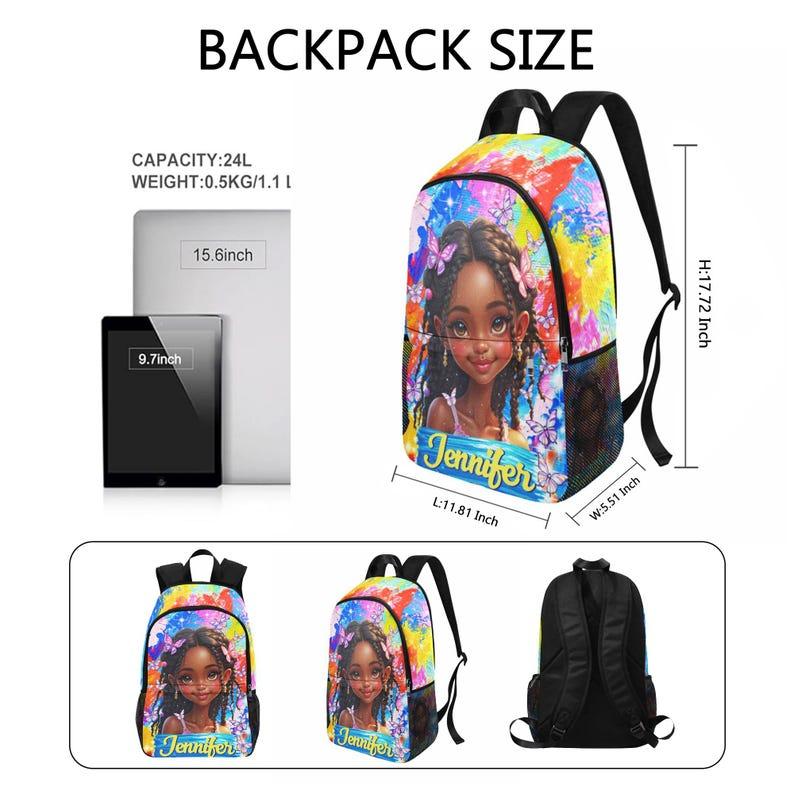 Custom Afro Black Girl Name Backpack, Custom Back-to-School Backpack For Kids, Custom Afro Black Princess Toddler School Bag/Lunch Bag