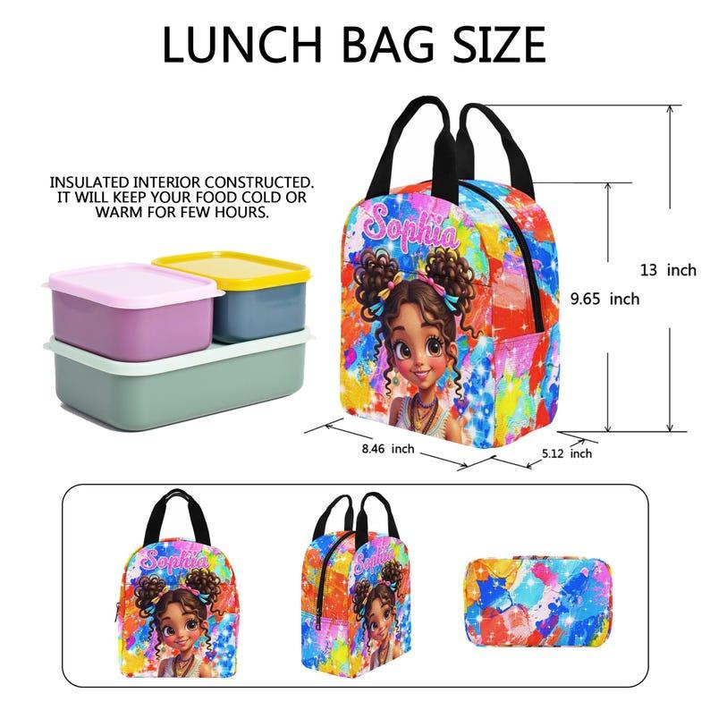 Custom Afro Black Girl Name Backpack, Custom Back-to-School Backpack For Kids, Custom Afro Black Princess Toddler School Bag/Lunch Bag