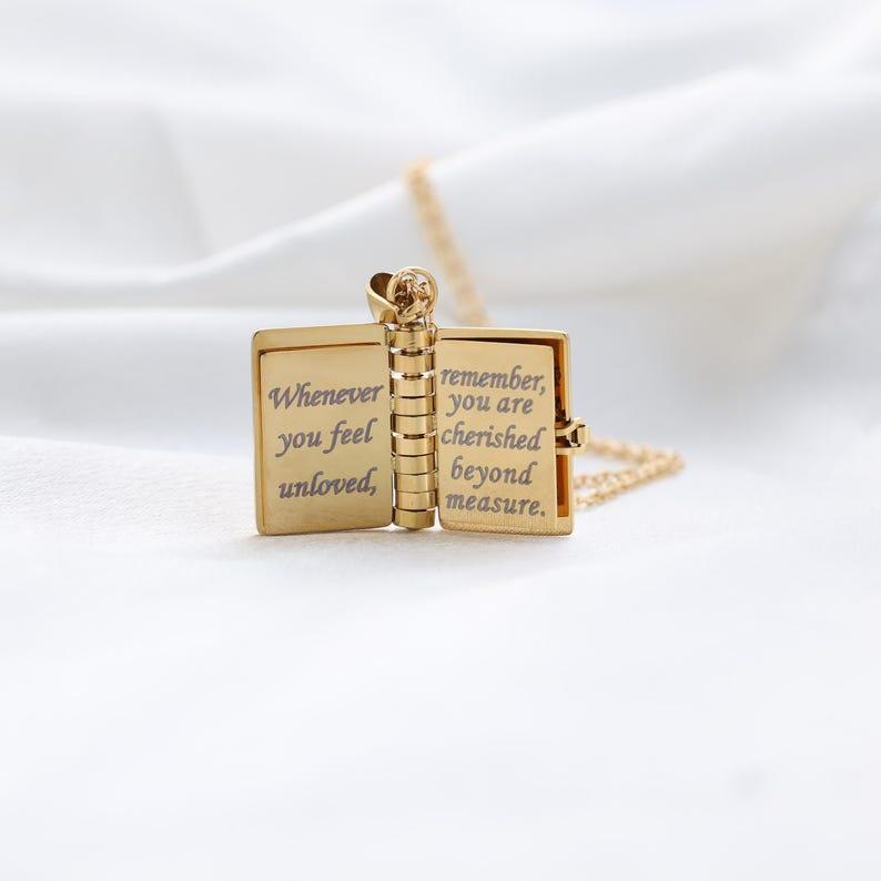 Personalized My Little Star Book Necklace – A Letter to My Daughter in a Locket, Adjustable Pendant with Message Inside, Meaningful Jewelry Gift