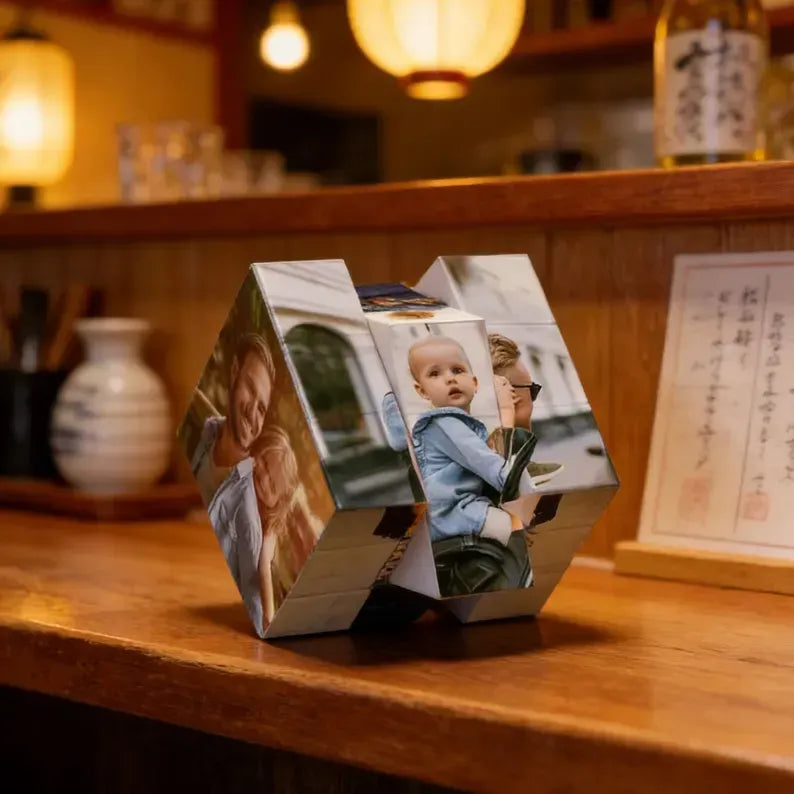 Custom Multiphoto Rubik's Cube Gift for Dad and Child