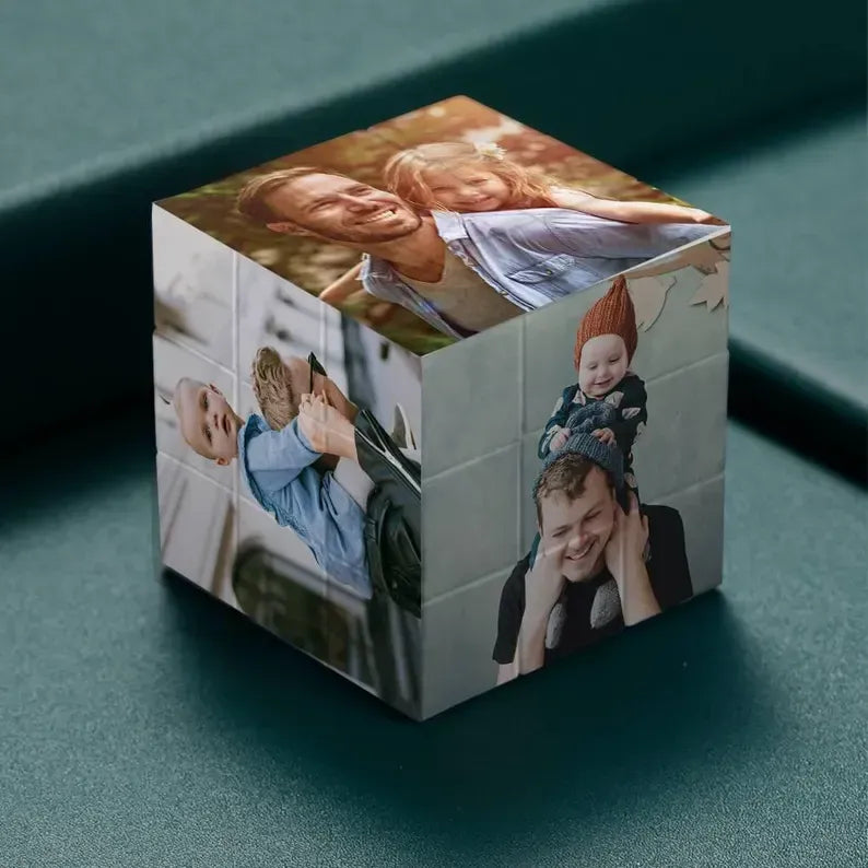 Custom Multiphoto Rubik's Cube Gift for Dad and Child