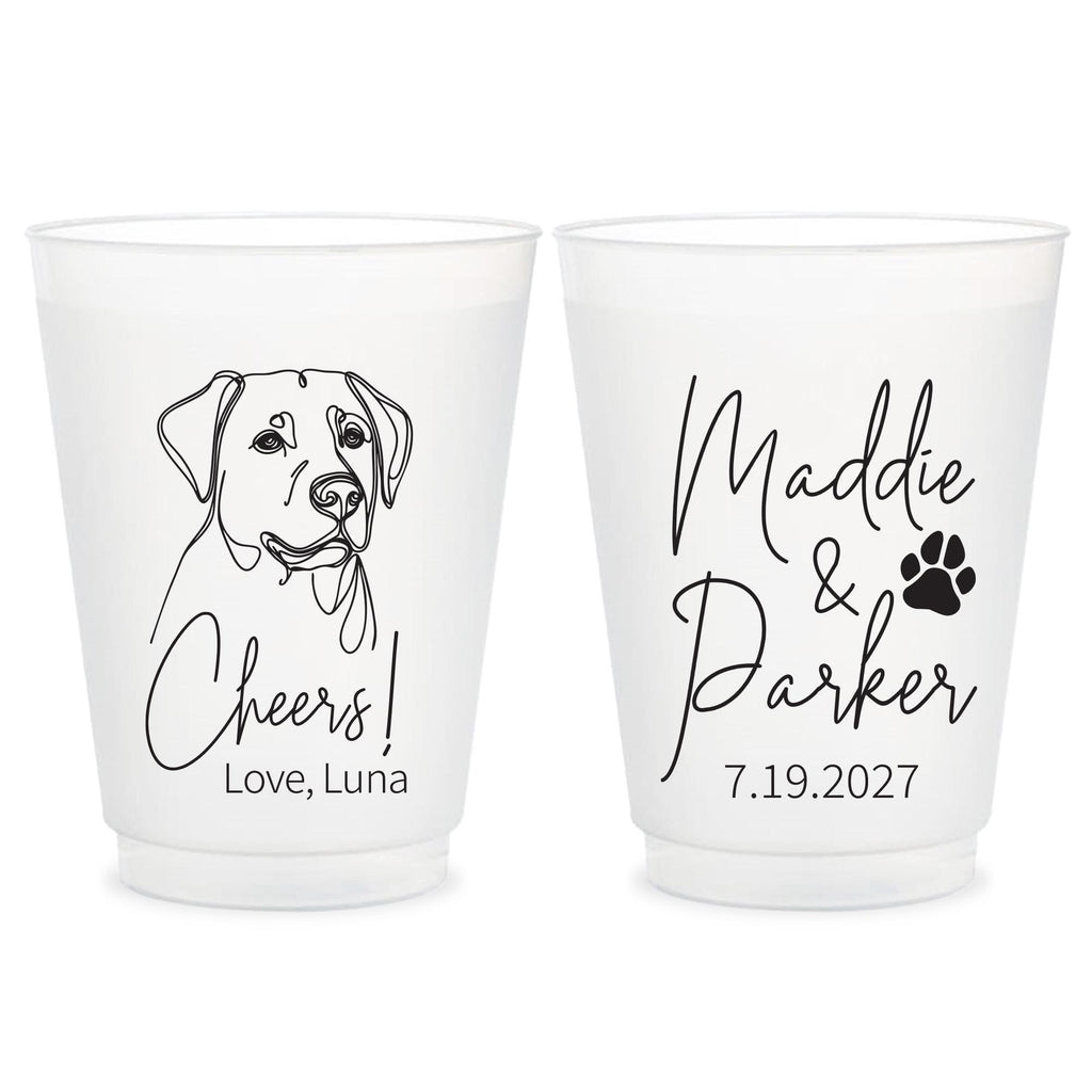 Pet Wedding Frosted Cups, Dog Wedding Frosted Cups, Pet Wedding Plastic Cup, Dog Wedding Plastic Cups, Custom Wedding Frosted Cup Favor