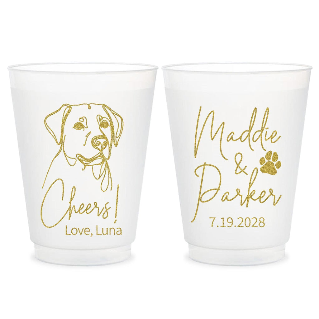 Pet Wedding Frosted Cups, Dog Wedding Frosted Cups, Pet Wedding Plastic Cup, Dog Wedding Plastic Cups, Custom Wedding Frosted Cup Favor