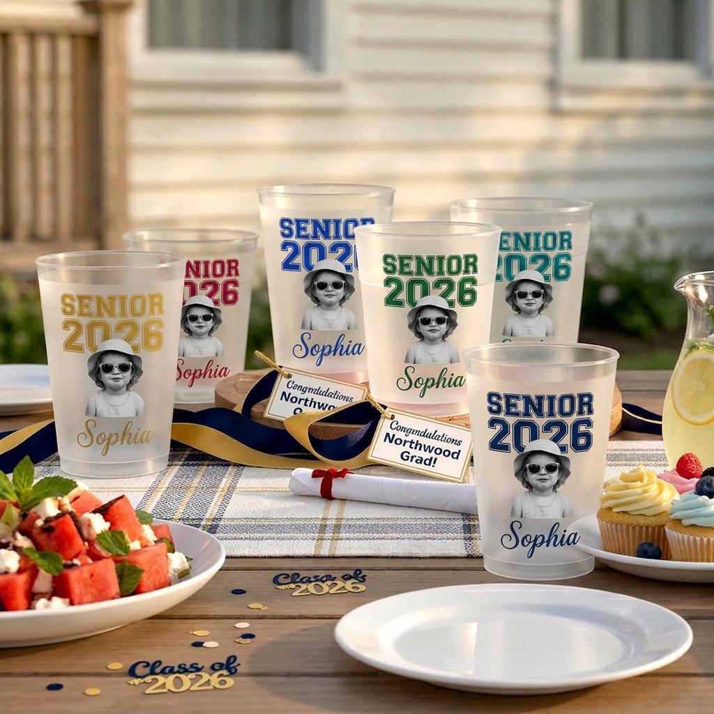 Personalized Senior Custom Vintage Photo Frosted Cup, Class of 2026 Graduation Gift,  Graduation Drinkware, Senior Night Cup