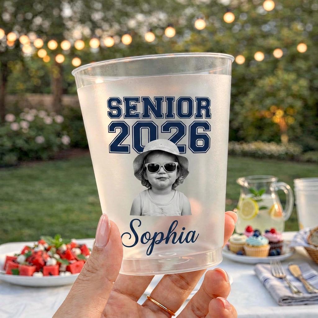 Personalized Senior Custom Vintage Photo Frosted Cup, Class of 2026 Graduation Gift,  Graduation Drinkware, Senior Night Cup