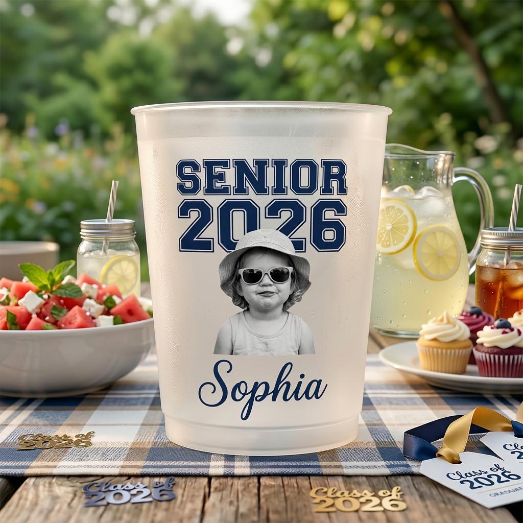 Personalized Senior Custom Vintage Photo Frosted Cup, Class of 2026 Graduation Gift,  Graduation Drinkware, Senior Night Cup