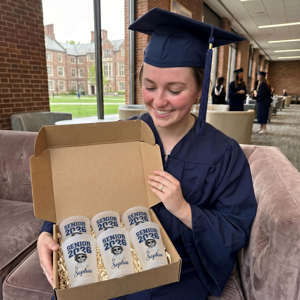 Personalized Senior Custom Vintage Photo Frosted Cup, Class of 2026 Graduation Gift,  Graduation Drinkware, Senior Night Cup