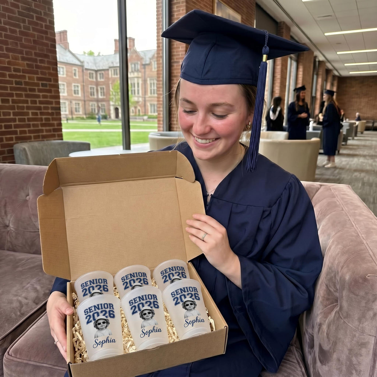 Personalized Senior Custom Vintage Photo Frosted Cup, Class of 2026 Graduation Gift,  Graduation Drinkware, Senior Night Cup