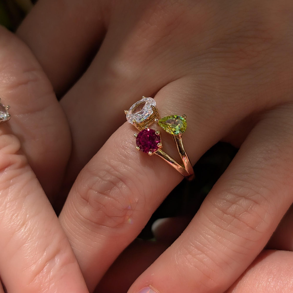 Custom 3 Stone Ring, Pick Your Own Three Stone Family Tree Gemstone Ring, Multi Shape Gemstone Ring, Birthstone Ring Jewelry