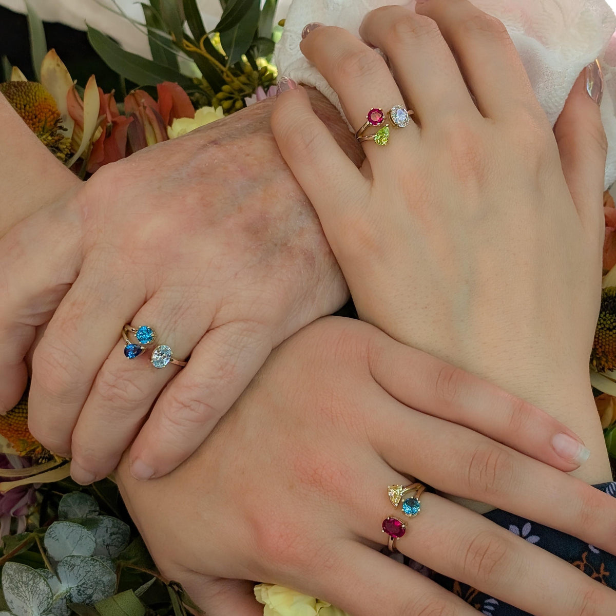 Custom 3 Stone Ring, Pick Your Own Three Stone Family Tree Gemstone Ring, Multi Shape Gemstone Ring, Birthstone Ring Jewelry