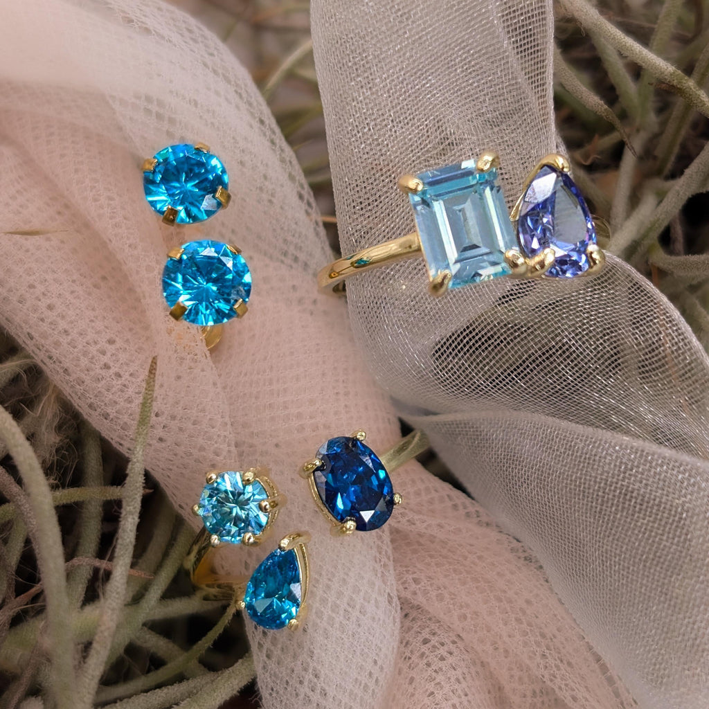 Custom 3 Stone Ring, Pick Your Own Three Stone Family Tree Gemstone Ring, Multi Shape Gemstone Ring, Birthstone Ring Jewelry