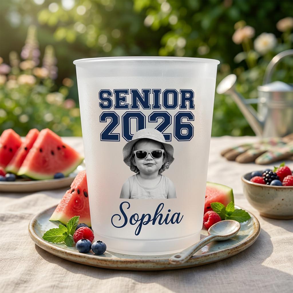 Personalized Senior Custom Vintage Photo Frosted Cup, Class of 2026 Graduation Gift,  Graduation Drinkware, Senior Night Cup