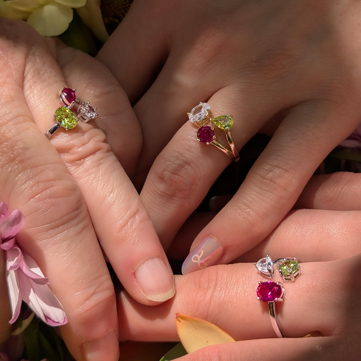 Custom 3 Stone Ring, Pick Your Own Three Stone Family Tree Gemstone Ring, Multi Shape Gemstone Ring, Birthstone Ring Jewelry